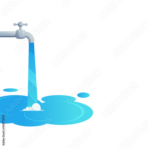 Illustration running water faucet vector