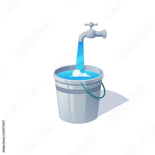 Illustration fill the water in the bucket until it's full vector.