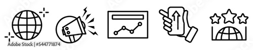 Conjunto de iconos de posicionamiento web. Marketing, estrategia, crecimiento, conectividad. Ilustración vectorial