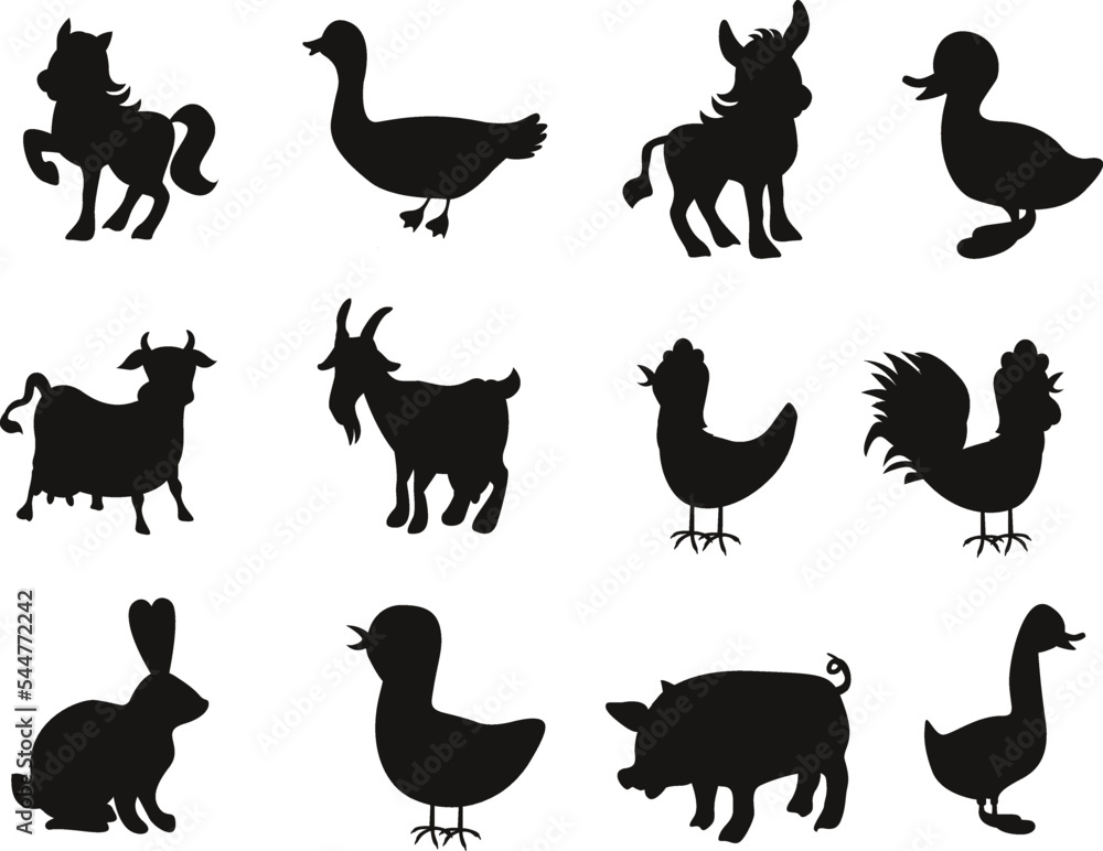 Farm animal isolated vector Silhouette Farm animal isolated vector Silhouette