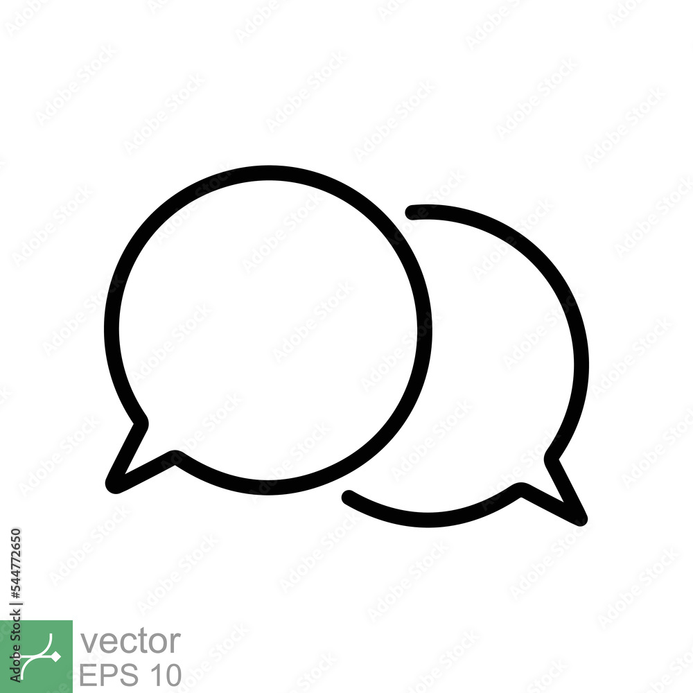 Talk bubble speech icon. Simple outline style. Chat, speak, dialogue, balloon, cloud, dialog, message, communication concept. Thin line vector illustration isolated on white background. EPS 10. Talk bubble speech icon. Simple outline style. Chat, speak, dialogue, balloon, cloud, dialog, message, communication concept. Thin line vector illustration isolated on white background. EPS 10.