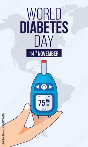 World Diabetes Day Social Media Design Post glucometer test background