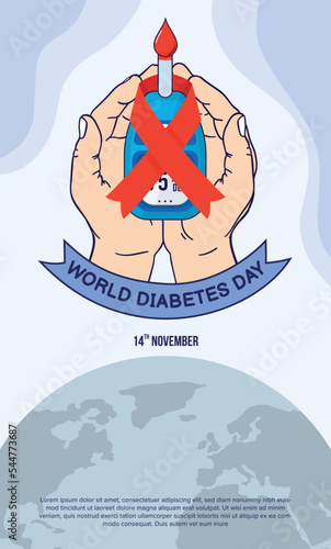 World Diabetes Day Social Media Design Post stories glucometer hand background