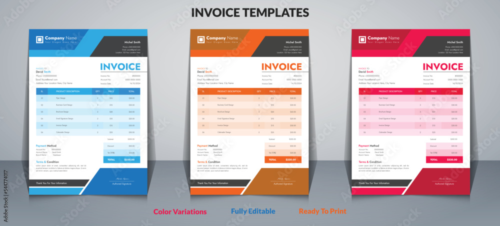 Invoice Templates or  Bill Payment Form Design