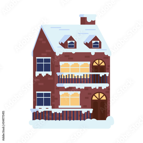winter cozy house with chimney