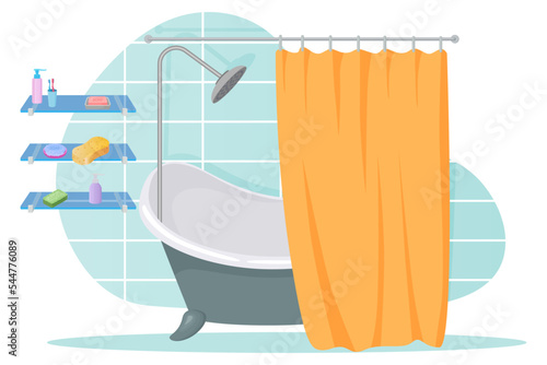 Bathroom.The interior of a modern bathroom.Vector illustration.