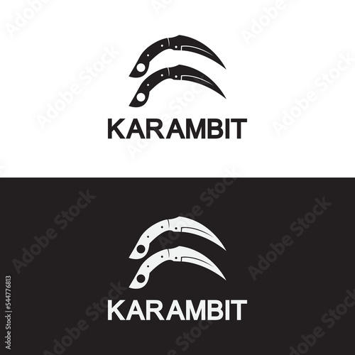 Karambit knife icon logo design vector template