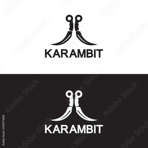 Karambit knife icon logo design vector template