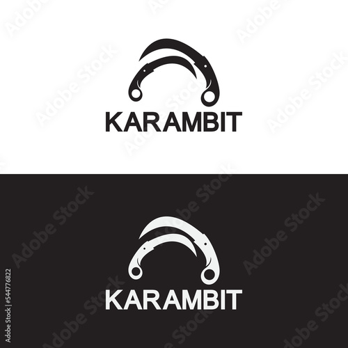 Karambit knife icon logo design vector template