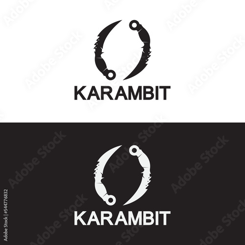 Karambit knife icon logo design vector template