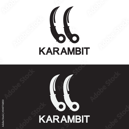 Karambit knife icon logo design vector template
