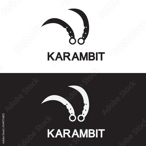 Karambit knife icon logo design vector template