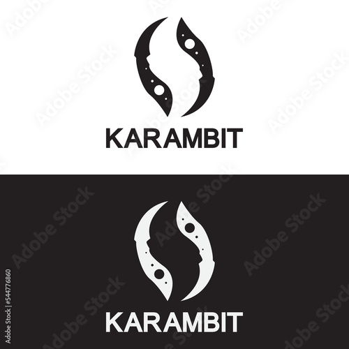 Karambit knife icon logo design vector template