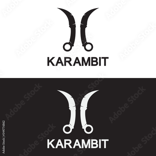 Karambit knife icon logo design vector template