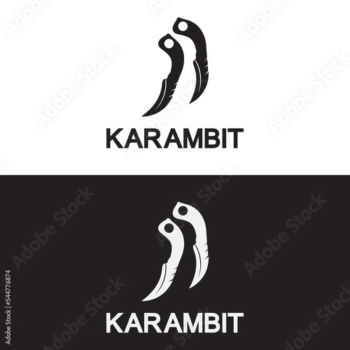 Karambit knife icon logo design vector template