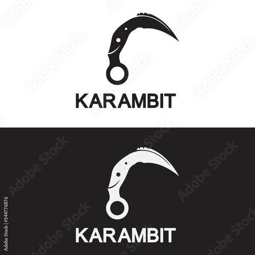 Karambit knife icon logo design vector template