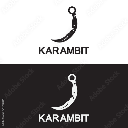 Karambit knife icon logo design vector template