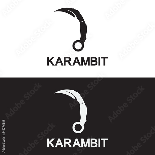 Karambit knife icon logo design vector template