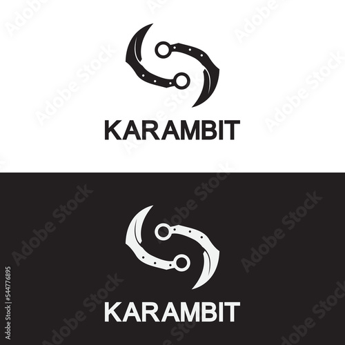 Karambit knife icon logo design vector template