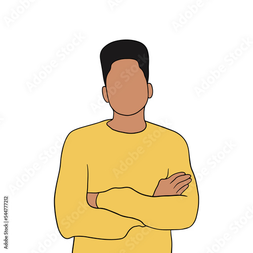 Isolated Young handsome man set in different poses on white background illustration