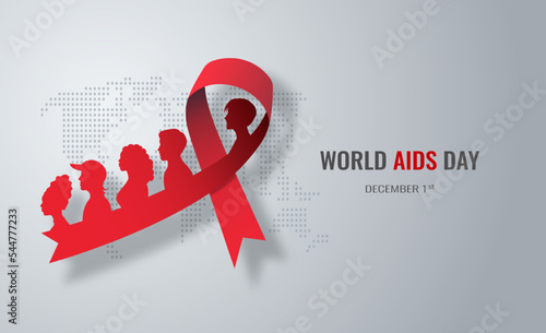 Design for World AIDS Day banner, the red ribbon is a sign of unity among HIV-positive people.