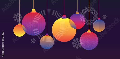 Christmas holidays neon fluo gradient xmas balls design illustration