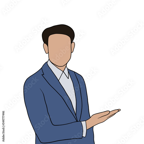 Isolated Young handsome man set in different poses on white background illustration