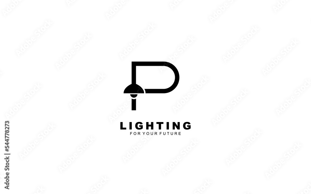 P logo lightning for identity. electrical template vector illustration for your brand. - obrazy, fototapety, plakaty 