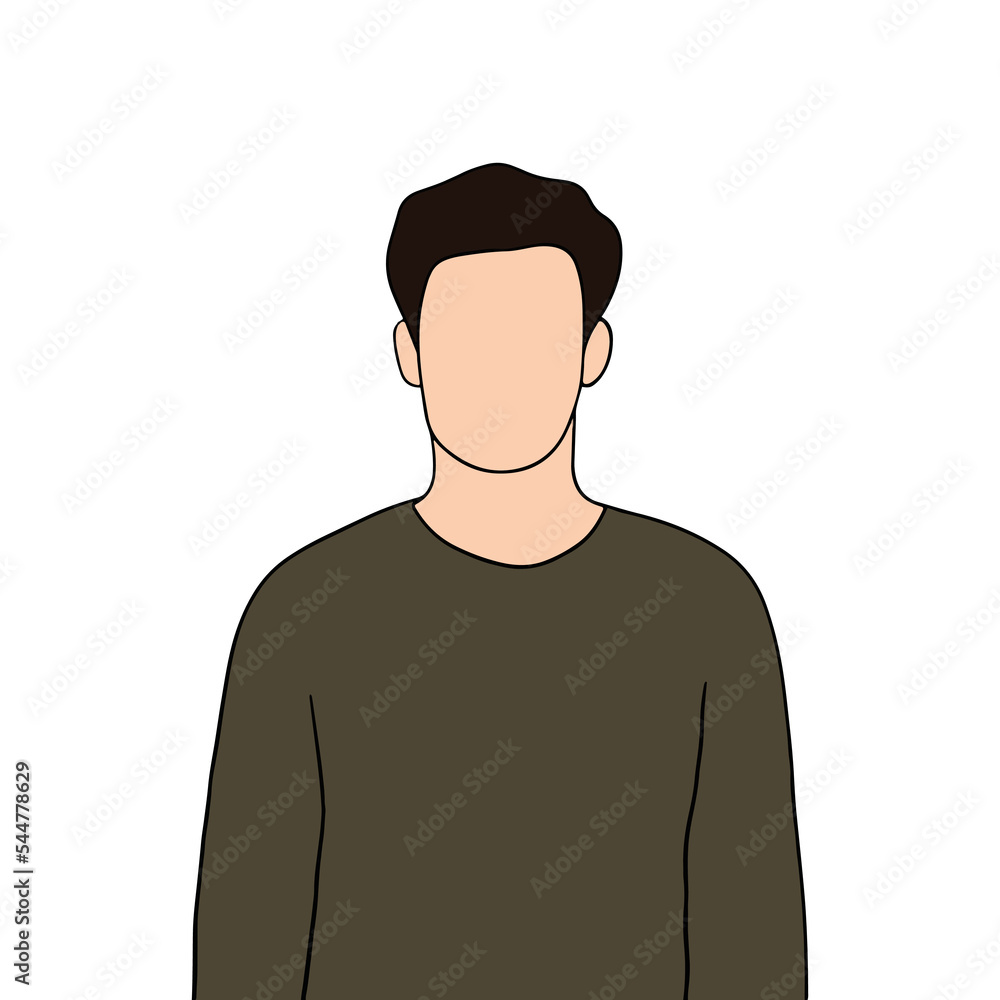Isolated Young handsome man set in different poses on white background illustration