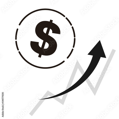 ドル（＄）通貨と上昇するチャートのイメージ