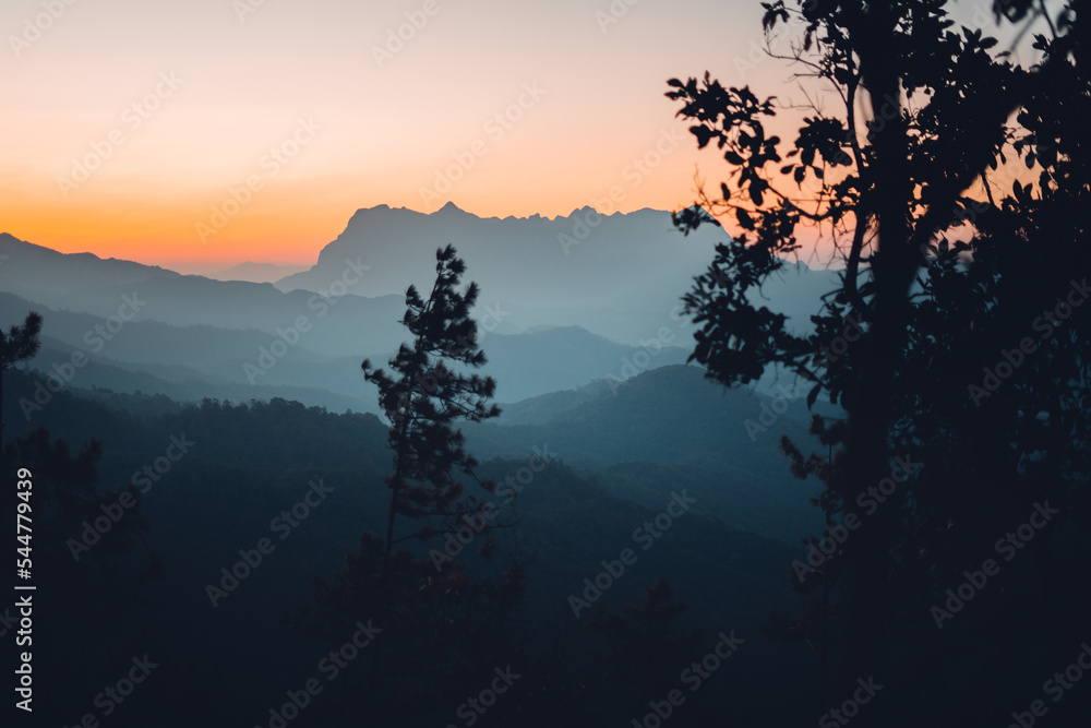 Mountain sunrise,Mountain scenery and early morning light