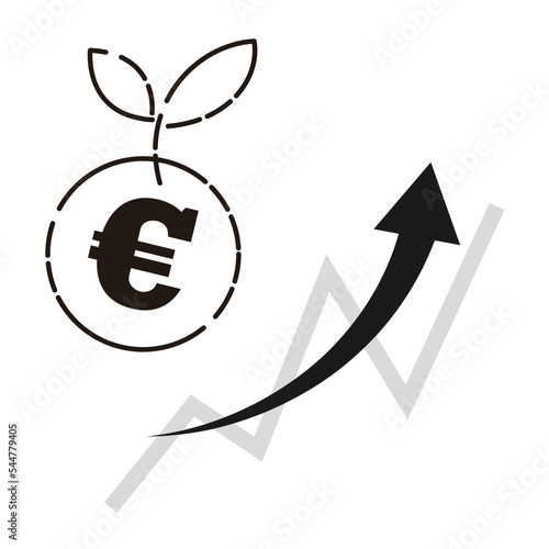 ユーロ（€）通貨と上昇するチャートのイメージ