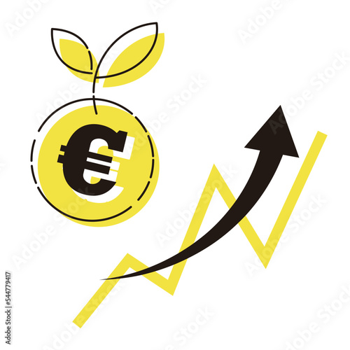ユーロ（€）通貨と上昇するチャートのイメージ