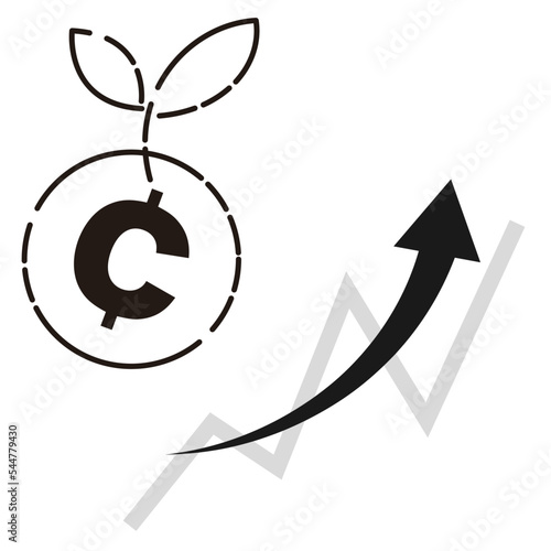 セント（¢）通貨と上昇するチャートのイメージ