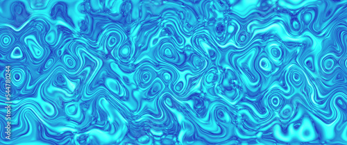 Flowing blue and white acrylic paint. Flowing liquid marble texture. Random water waves. Swimming pool surface water background. Abstract light blue background with focus on water drops and copy space