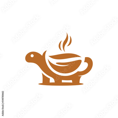 Turtle Coffee Drink Logo Design, Vector design logo template for coffee business. Illustration