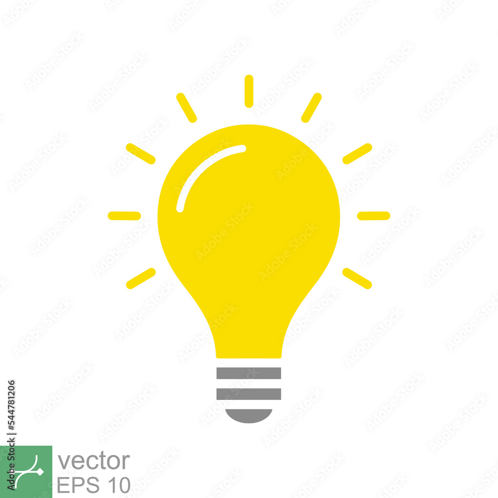 Light bulb icon. Simple flat style. glow lamp, idea, solution, inspiration, yellow lightbulb, technology concept. Vector illustration isolated on white background. EPS 10. Light bulb icon. Simple flat style. glow lamp, idea, solution, inspiration, yellow lightbulb, technology concept. Vector illustration isolated on white background. EPS 10.