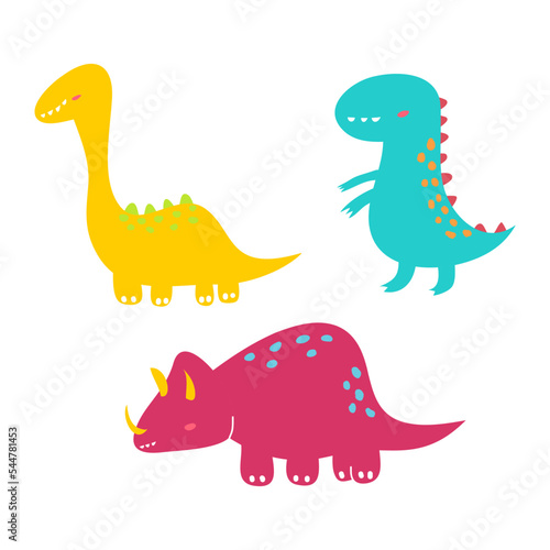 Cute Dinosaur in childish style. Vector Illustration. Can be used for fabric and textile  wallpapers  backgrounds  home decor  posters  cards.