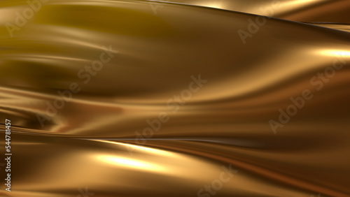 Oil fluid abstract fabric gold liquid. Golden wave background. Gold background. Gold texture. Lava, nougat, caramel, amber, honey, oil. 3d rendering