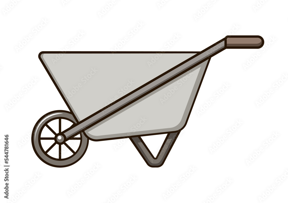 Steel wheelbarrow cute cartoon illustration. Gardening farming agriculture clipart. Steel wheelbarrow cute cartoon illustration. Gardening farming agriculture clipart.