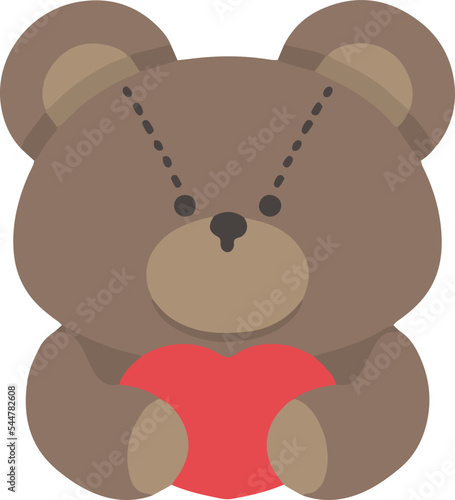 ハートを抱くテディベアのイラスト　ベクター素材