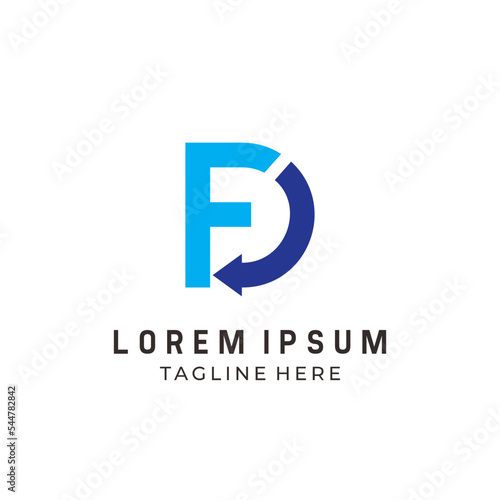 Letter D Combination F Logo, premium logo, blue logo