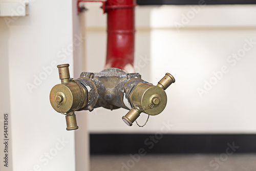 фотографія fire hose connection Combat equipment for firefighters