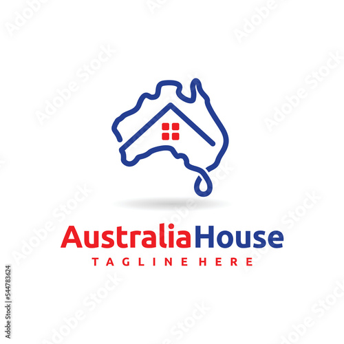 australia house logo with map concept