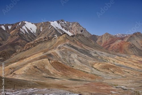 Rainbow landscape on the Pamir Highway between the Kyrgyz and Tajik borders.