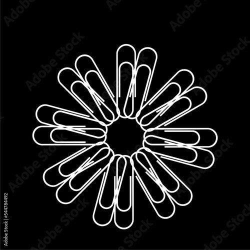 Artistic Circle Shape Made From Paper Clip Composition for Decoration, Ornate, Logo, Website, Art Illustration or Graphic Design Element. Vector Illustration 