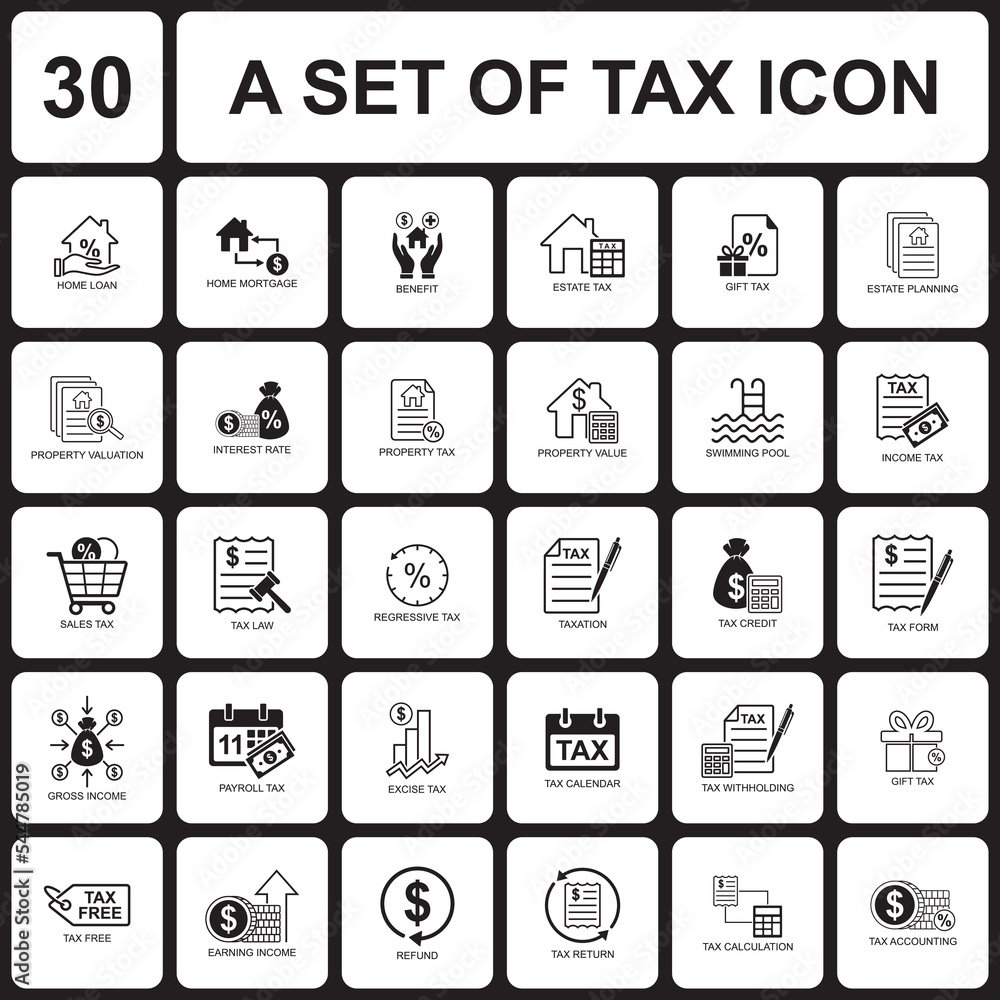 set of tax icon , set of business icon set of tax icon , set of business icon