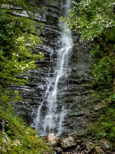 tall waterfall in Arkansas in summer