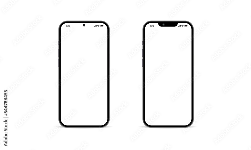 Smartphones have blank screens in different styles. Vector illustration. Smartphones have blank screens in different styles. Vector illustration.