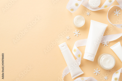 Fototapeta Winter season skin care cosmetics concept